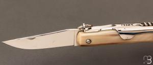  Couteau " Chasseur 2 pièces " avec anneau 13.5 cm par J. Mongin - Corne blonde