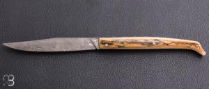  Couteau " Chiloé" pliant de Robin Forissier - Ivoire de mammouth et Damasteel