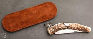 Couteau de chasse " Cornillon 12CM " Bois de cerf par J. Mongin