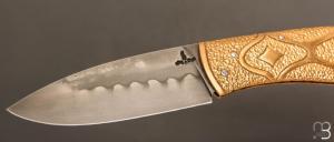   Couteau  " Dodu " lock back par Thomas LECAS - Laiton et lame en C130