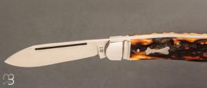    Couteau  " Dogleg Jack " custom par Dr David Taber - Amber Stag