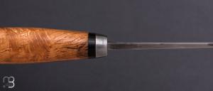   Couteau Droit par Jean Paul Sire - Loupe de chêne et lame damas