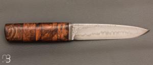 Couteau Droit forgé main par Jean Paul Sire - Noyer et lame acier C130