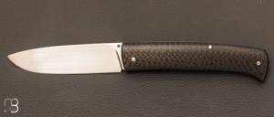 Couteau " Drop " slipjoint  custom fibre de carbone et RWL-34 par Raphal Durand