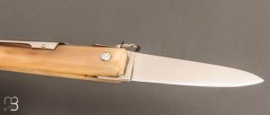 Couteau de poche Facette corne blonde 12cm avec anneau par J. Mongin