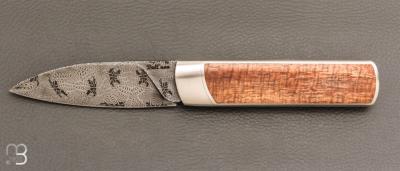 Couteau " Gentleman " pompe avant custom de Florent Dall'ava - Lame damas de Nicolas Mestrallet