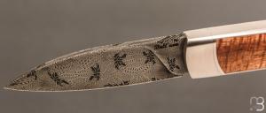 Couteau " Gentleman " pompe avant custom de Florent Dall'ava - Lame damas de Nicolas Mestrallet