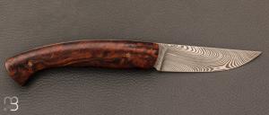 Couteau "Globetrotter" custom par Manu Laplace - Atelier 1515 - Bois de fer et Damas