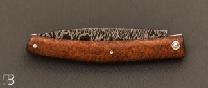   Couteau " Harpo " custom par Anthony Brochier - Loupe de bruyère et lame damas mosaïque