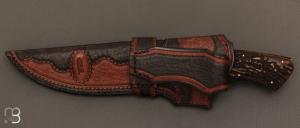  Couteau " Integral Damascus " de Claudio Sobral CAS Knives - Stag et Damas