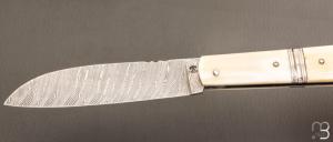 Couteau " Interprétation Yssingeaux " par Erwann Aubriet - Ivoire de phacochère et lame damas twist