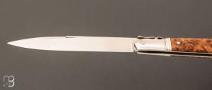    Couteau " Issoire Deluxe " pliant fait main par Bastien Toubhans - Atelier Beau Merle - Loupe d'amboine et RWL34