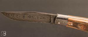  Couteau  "  Jacknife " custom de Jérôme Bellon - Ivoire de mammouth et lame damas