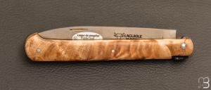 Couteau " Laguiole droit " 13 cm par Laguiole en Aubrac - Loupe de peuplier stabilisée