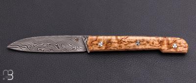  Couteau " Le Capi " par la Coutellerie Savignac - Bouleau et lame en damasteel