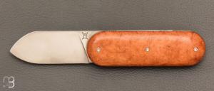  Couteau " Le Cerbre " pliant par l'Atelier Les 2 Diables - Loupe d'amboine et 14c28N