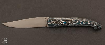  Couteau  "  Le Passager " de Pierre Thomas - Atelier Odae - Fatcarbon "Frost" et 14c28n