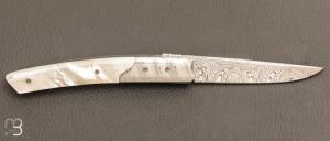   Couteau " Le Thiers " de poche custom par Des Horn - Nacre et Damas