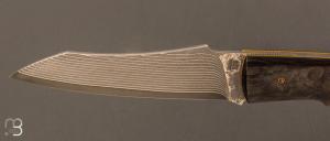 Couteau "Lidéfixe " par Rémi Lavialle - Fibre de carbone et lame Suminagashi