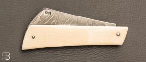   Couteau " London " custom par Samuel Guichard - Ivoire de mammouth et damas de Mickael Moing