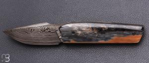   Couteau " Mastard " custom par Christophe Arbogast - Ivoire de mammouth et damas de F.Keller