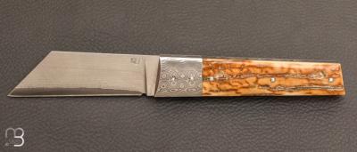 Couteau "  Montpellier " custom damas et mammouth par Claude Giraud