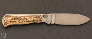  Couteau "  Morpho " par Éric Parmentier - Ivoire de mammouth et RWL-34