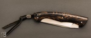    Couteau " Mustang " custom par Frédéric Augé - Ébène blanc et RWL34