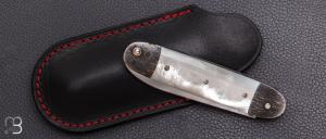   Couteau " Navette Nogentaise " de collection par Benjamin Mittay - Nacre blanche