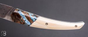    Couteau "ORCA" pliant par l'Atelier Les 2 Diables - Phacochère / Mammouth fusion® et Damasteel