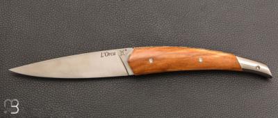   Couteau " ORCA Silver " pliant par l'Atelier Les 2 Diables - Ginkgo stabilisé et 14c28n