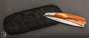   Couteau " ORCA Silver " pliant par l'Atelier Les 2 Diables - Ginkgo stabilisé et 14c28n