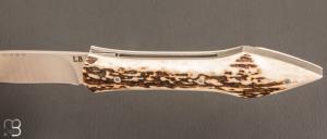 Couteau " L'Oegopsyde " fait main par Laraud Blade  - Bois de cerf et 14C28