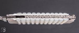   Couteau " Ototake " liner-lock custom par Koji Hara - Nacre blanche