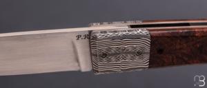     Couteau " Pièce unique " de collection par Philippe Ricard - Palissandre du Honduras / Damas et N690