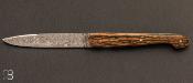 Couteau de poche pliant LE GRAND manche ivoire de mammouth et lame damas par Perceval