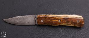    Couteau de poche Pi�montais de Richard Ciachera - Ivoire de mammouth et damas