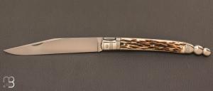    Queue de Crotal knife in stag antler by Mathieu Herrero