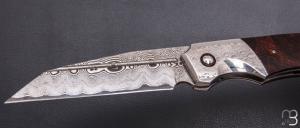    Couteau " Razorback XL " custom de Stéphane Sagric - Bois de fer et lame damas de Camille Sennegon