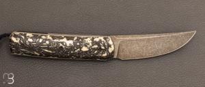Couteau " Sanjo " custom par Guy Poggetti - Bouse de vache stabilisé et N690