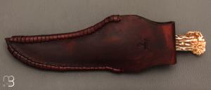 Couteau  "  Scagel  " par Douglas Noren - Master Smith - Rondelles de cuir et bois de cerf