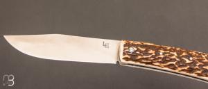 Couteau  "  Scagel " fait main par Laurent Gaillard - Bois de cerf - XC75