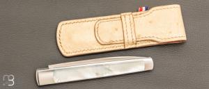 Couteau " Slipjoint " custom de Lionel Lalague - Nacre et lame en RWL34