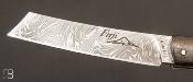 Couteau de poche le Fuji par la Coutellerie Teymen - Carbone et damas