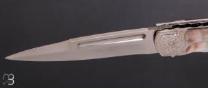    Couteau " Toni " liner-lock custom par Koji Hara - Nacre noire