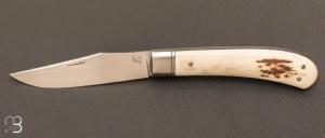 Couteau " Yatagan " de Laurent Gaillard - Bois de cerf et lame en 14C28N