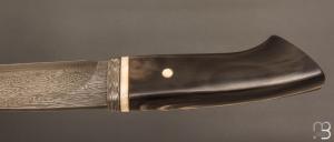   Couteau Droit de collection par Jean Paul Sire - Corne et Damas multi-barreaux