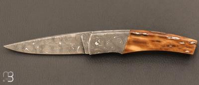  Couteau de collection en damas et mammouth de Alain & Joris Chomilier