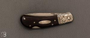  Couteau " Lock Back " de collection par Henry Frank - Ébène et argent
