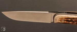   Couteau  " custom " pliant de David Lespect - Bois de cerf et RWL34